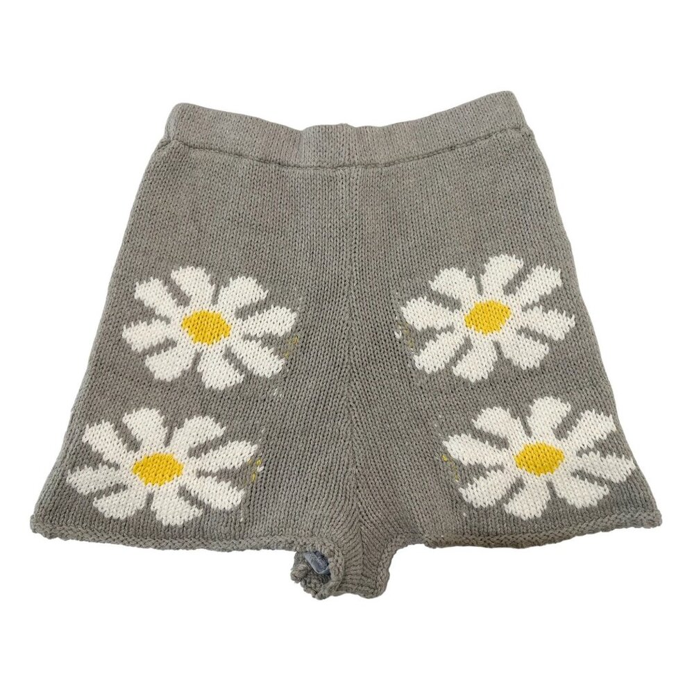 Storia Floral Knitted Shorts Women Large Gray High Rise Lined Boho Daisy floral - Picture 5 of 16
